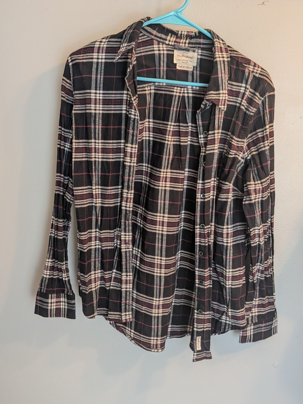 Weatherproof Black, Cream & Pink Plaid Button-Up Shirt